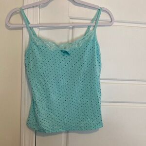 My Michelle Mint Green Polka Dot Lace Trim Cami